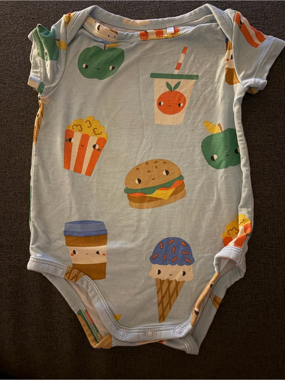 Angel Dear Light Blue Food-Print Baby One-Piece Bodysuit